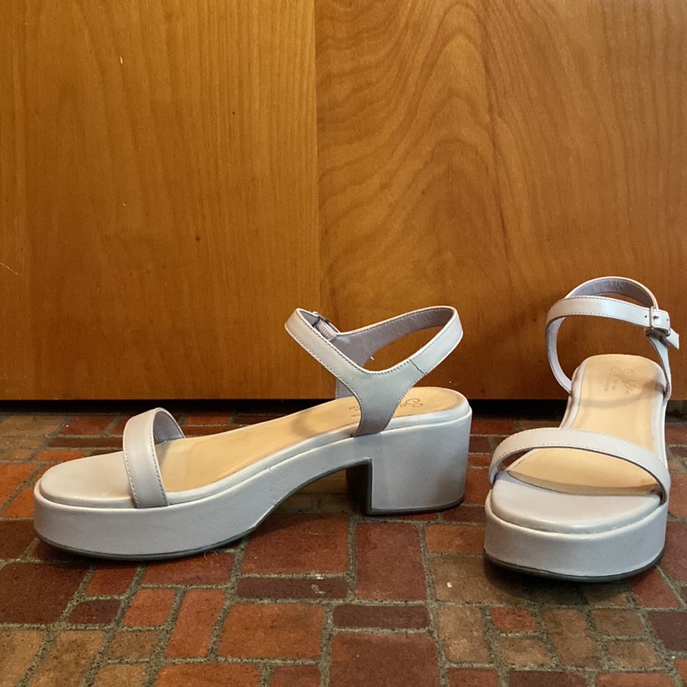 Lavender platform block heels